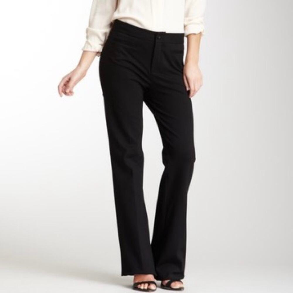 NYDJ Sz 14 Petite Ab Technology Black Ponte Knit Slim Bootcut Tousers Pants